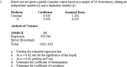 Solved Below you are given a partial computer output based | Chegg.com