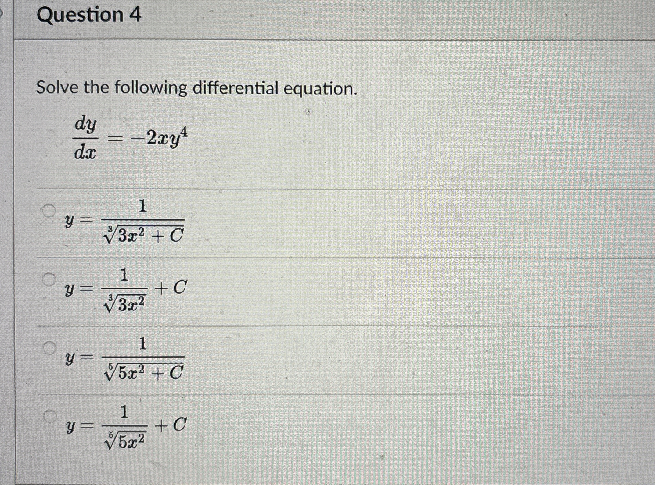 Solved Question 4Solve the following differential | Chegg.com