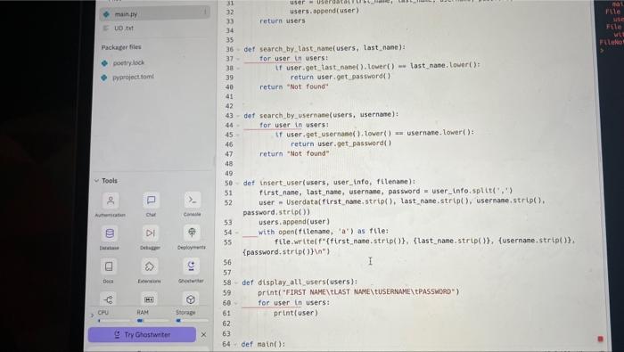 Solved main my 1 class Userdatat 2 def _init__(self, | Chegg.com