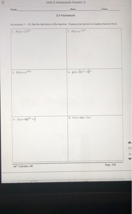 Solved Unit 3 Homework Packet-3 Date 3.4 Homework In curs | Chegg.com