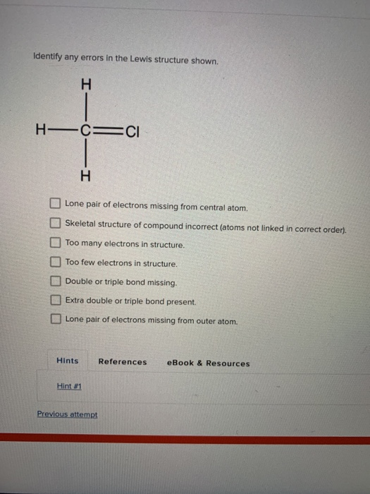 Solved Identify any errors in the Lewis structure shown. | Chegg.com