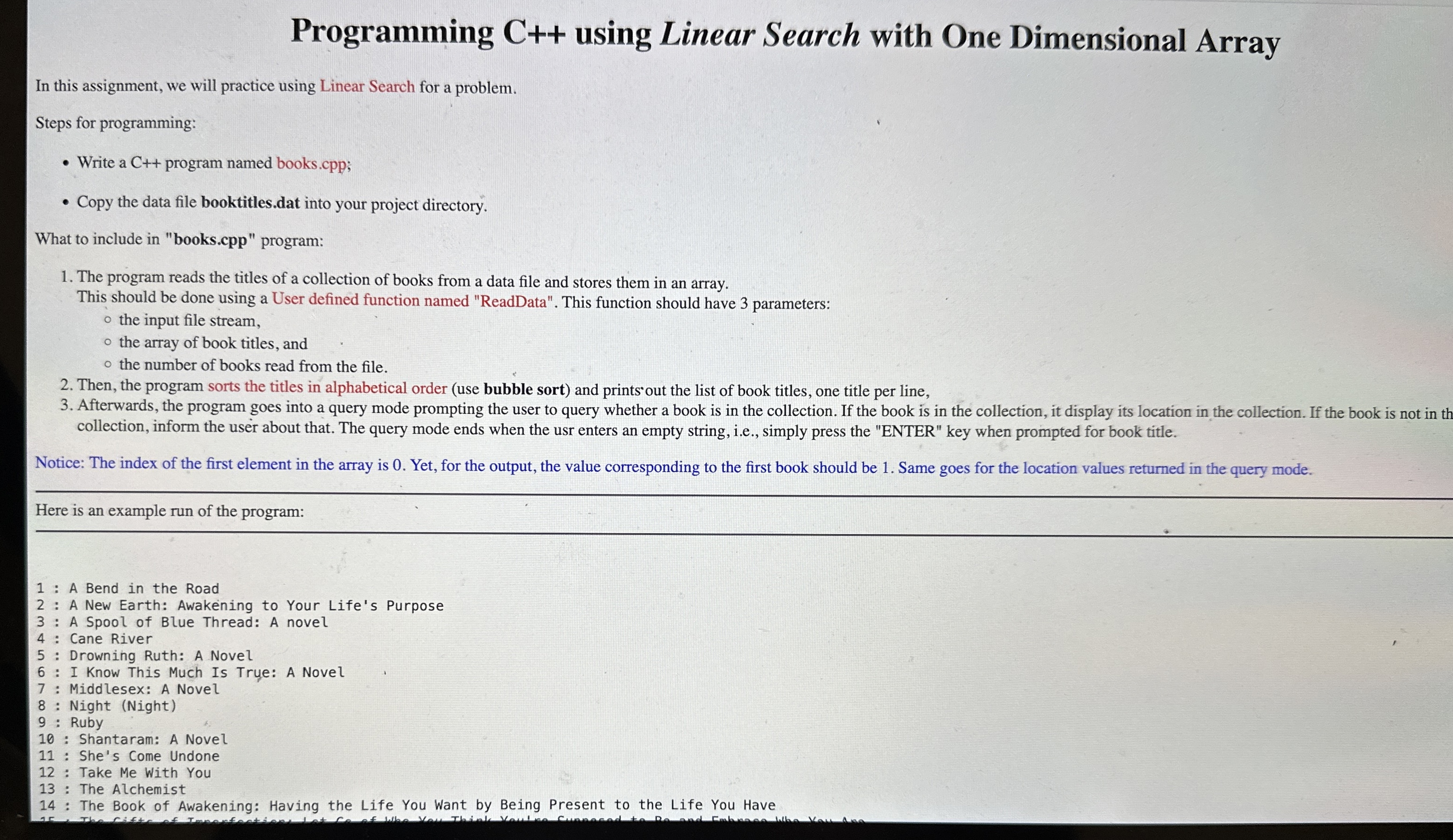 Solved Programming C++ ﻿using Linear Search with One | Chegg.com