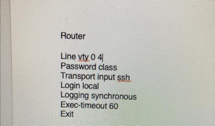 line vty 0 4 transport input ssh