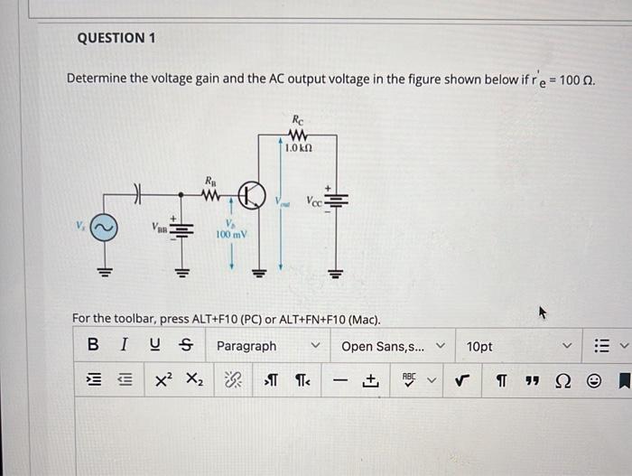 Solved QUESTION 1 Determine the voltage gain and the AC | Chegg.com