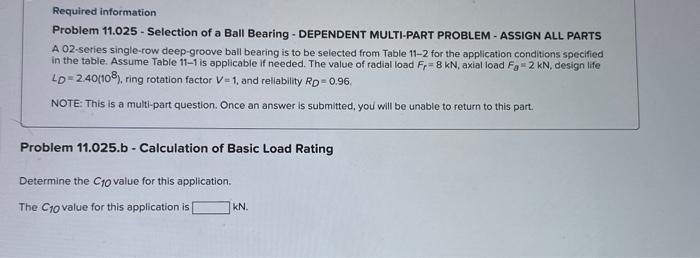 Solved Required information Problem 11.025 - Selection of a | Chegg.com