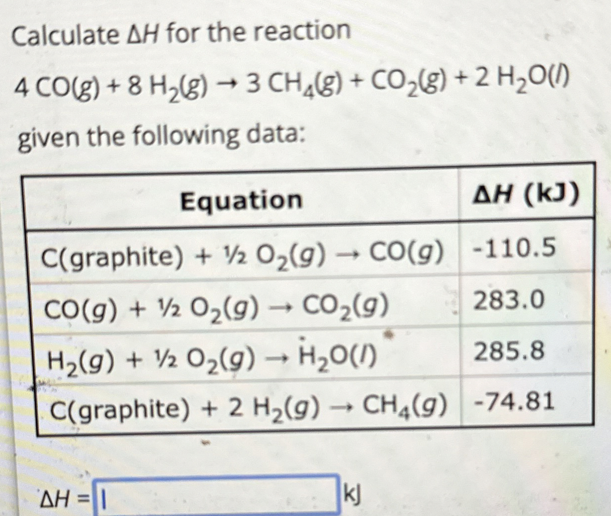 Solved Calculate ΔH ﻿for the | Chegg.com