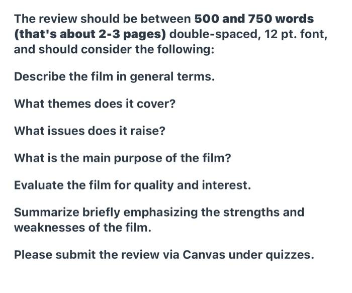 movie review in 500 words