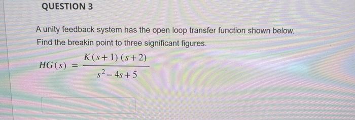 Solved A unity feedback system has the open loop transfer | Chegg.com