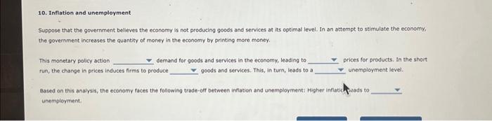 Solved 10. Inflation And Unemployment Suppose That The | Chegg.com