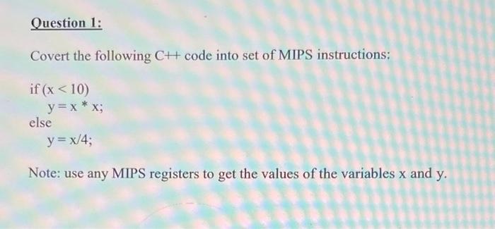 Solved Question 1: Covert the following CH code into set of | Chegg.com