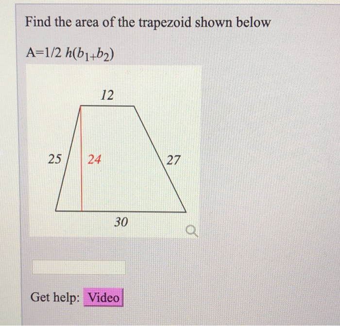Solved Find the area of the trapezoid shown below 12 30 Get | Chegg.com