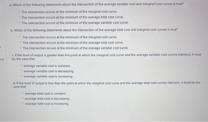 Solved The Table Below Shows Crystal's Total Cost Of | Chegg.com