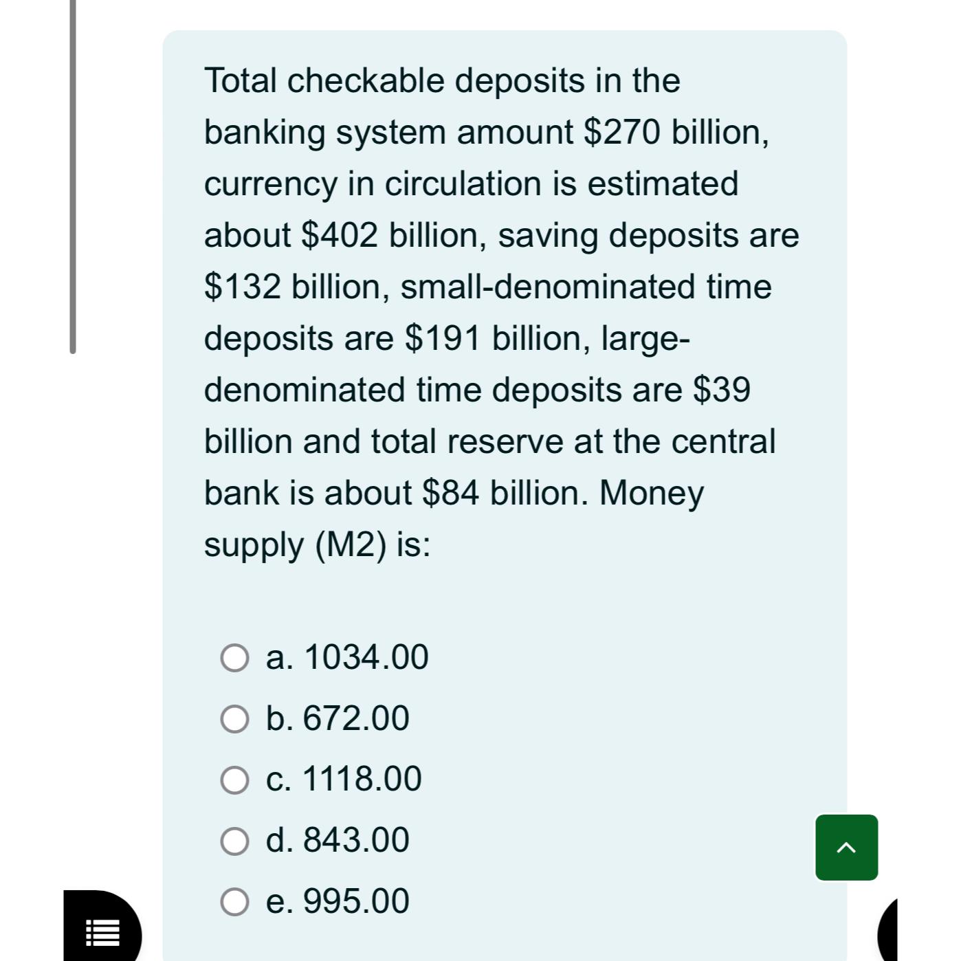 Solved Total checkable deposits in the banking system amount | Chegg.com