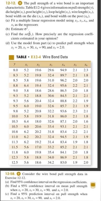 Solved 12-12. The pull strength of a wire bond is an | Chegg.com
