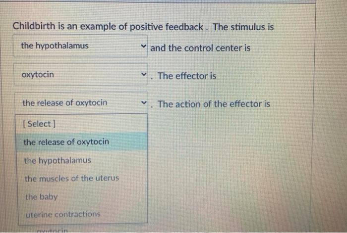 Solved Childbirth is an example of positive feedback. The