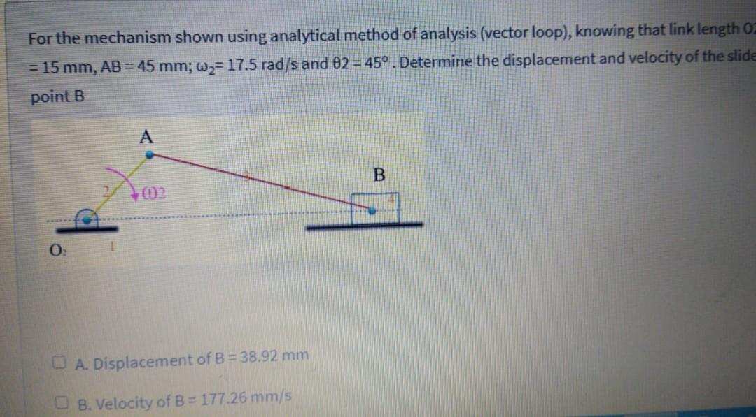 Solved For The Mechanism Shown Using Analytical Method Of | Chegg.com