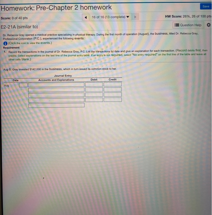 Solved Save Homework: Pre-Chapter 2 homework Score: 0 of 40 | Chegg.com