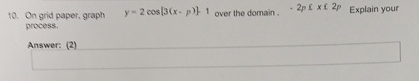 On Grid Paper, Graph Y=2cos[3(x-p)]-1 ﻿over The 