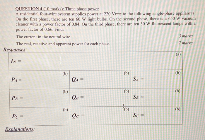 Solved QUESTION 4 (10 marks): Three phase power A | Chegg.com