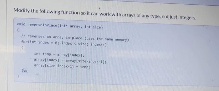 Solved Modify the following function so it can work with | Chegg.com