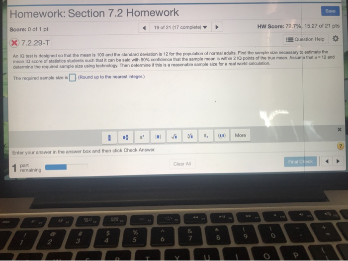 Solved Homework: Section 7.2 Homework Save HW Score: 72.7 %, | Chegg.com