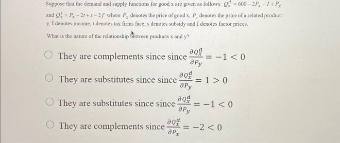 Solved Suppose that the demand and supply functions for good | Chegg.com