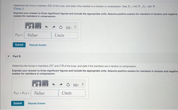 Solved Determine the force in member DE of the truss, and | Chegg.com