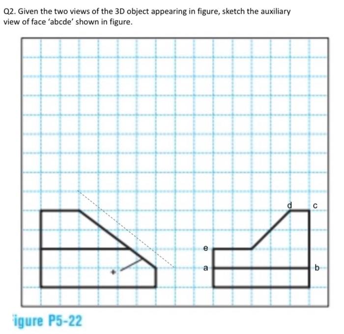 Solved Q1. Complete the auxiliary view of face 'abcdefg' | Chegg.com