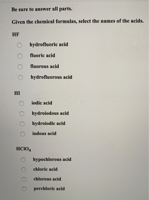 Solved Be Sure To Answer All Parts Given The Chemical Chegg Com