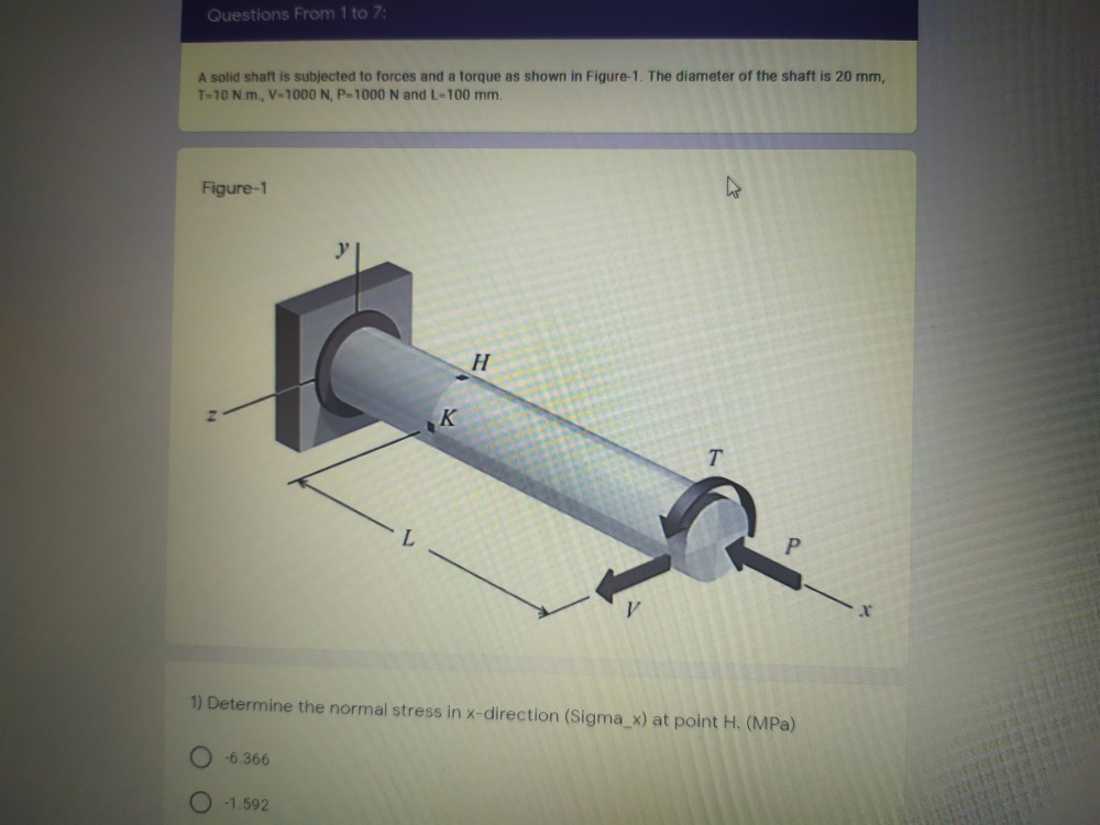 Solved Questions From 1 to 7: A solid shaft is subjected to | Chegg.com