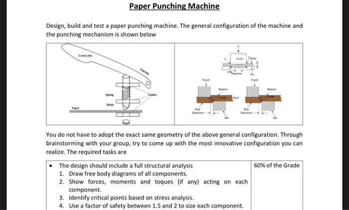Solved Paper Punching Machine Design, build and test a paper | Chegg.com