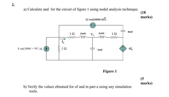 Solved 2. a) Calculate and for the circuit of figure 1 using | Chegg.com