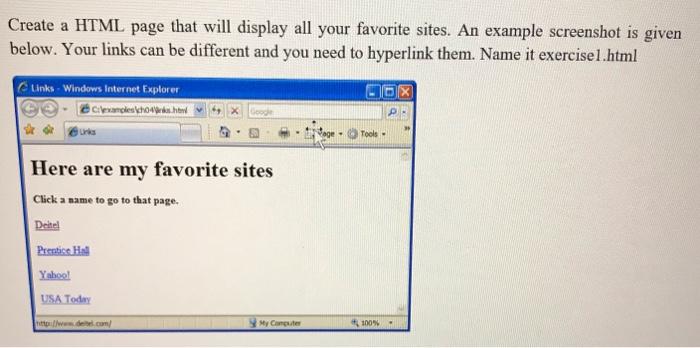 Solved Create a HTML page that will display all your | Chegg.com