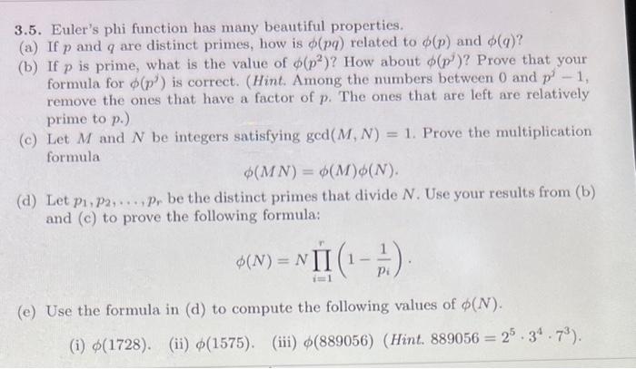 Solved A If P And Q Are Distinct Primes How Is ϕ Pq