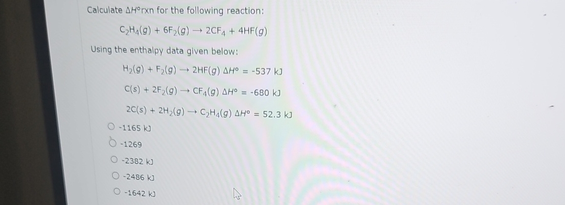 Solved Calculate H rxn for the following Chegg