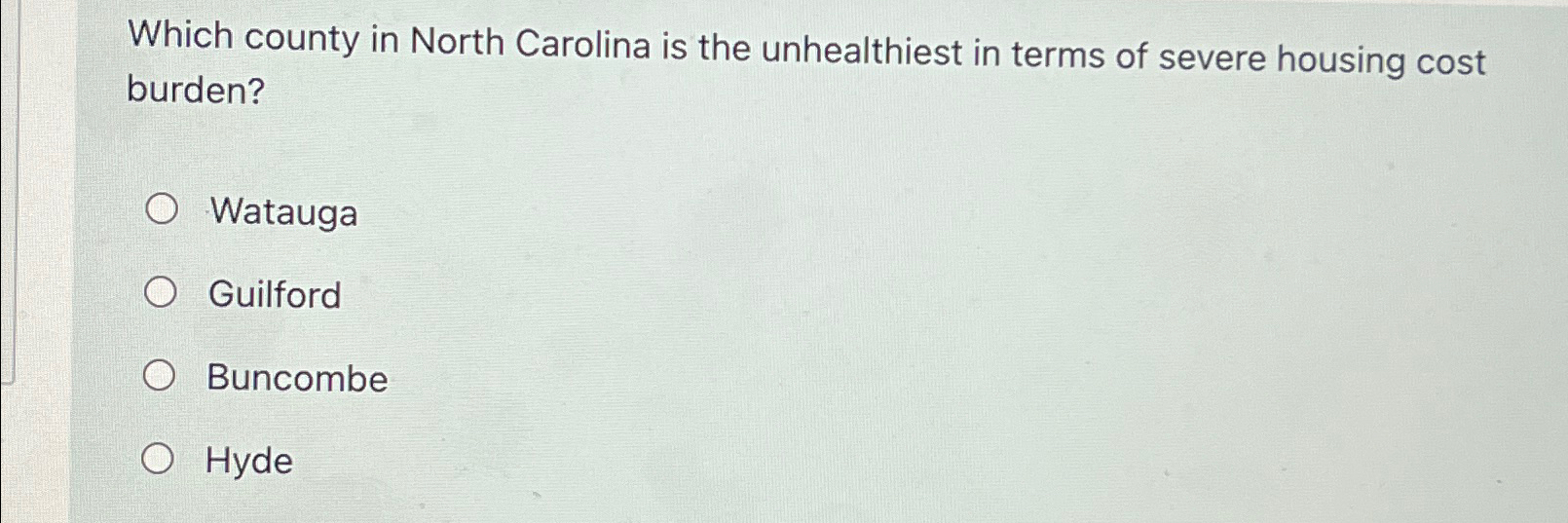 Solved Which county in North Carolina is the unhealthiest in