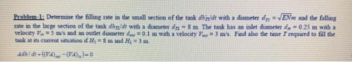 Solved Problem 1: Determine the filling rate in the small | Chegg.com