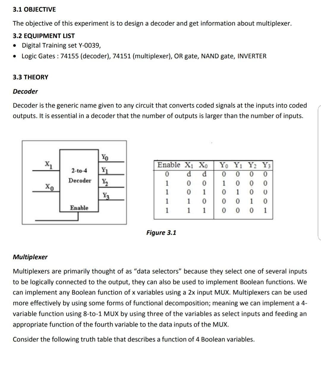 Solved 3.1 OBJECTIVE The objective of this experiment is to | Chegg.com
