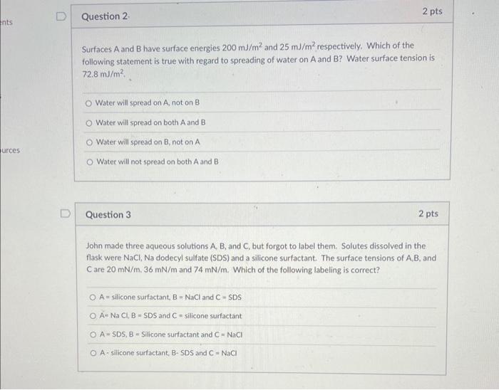 Solved Surfaces A and B have surface energies 200 mJ/m2 and | Chegg.com