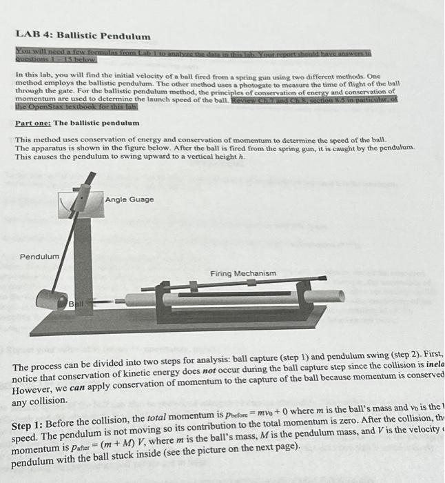 Solved In this lab, you will find the initial velocity of a | Chegg.com
