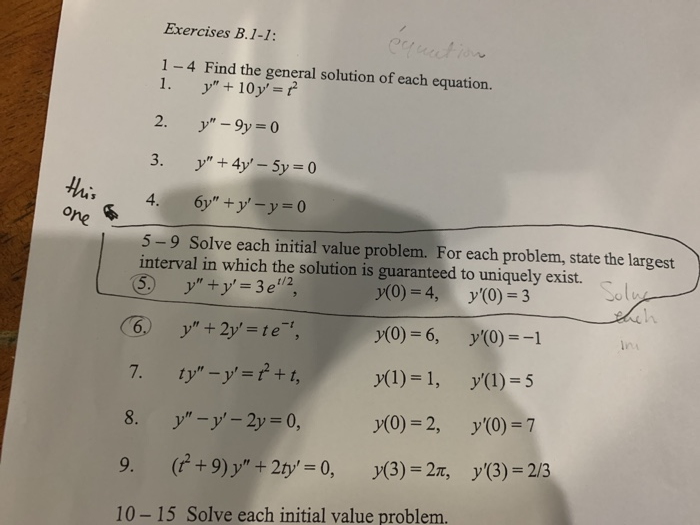 Solved Exercises B 1 1 1 4 Find The General Solution O Chegg Com