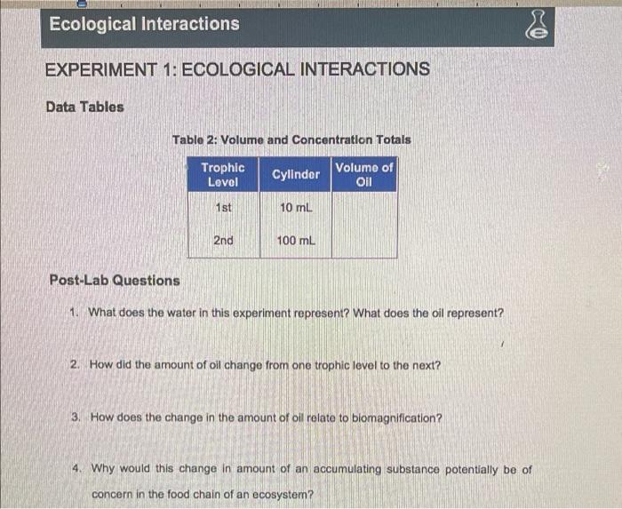 experiment 1 ecological interactions answers