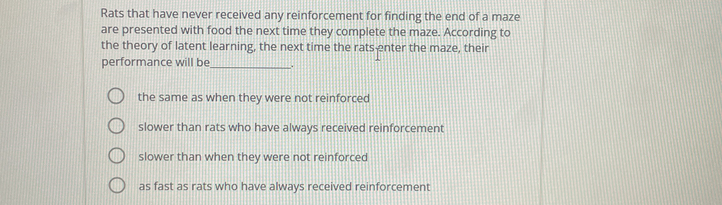 Solved Rats that have never received any reinforcement for | Chegg.com