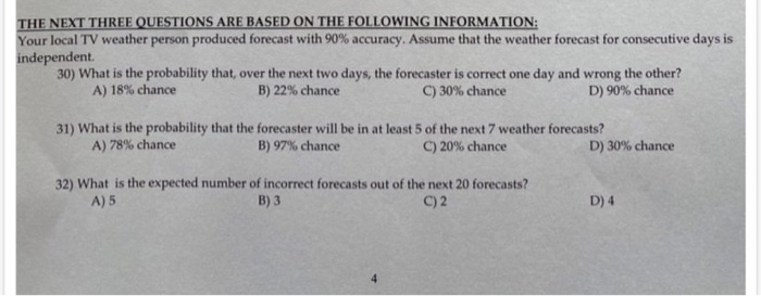 Solved THE NEXT THREE QUESTIONS ARE BASED ON THE FOLLOWING | Chegg.com