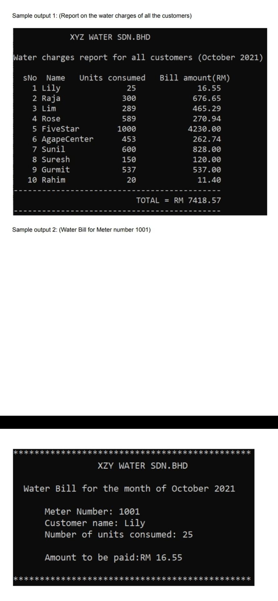 Solved Water Billing System in C Language The aim of this | Chegg.com