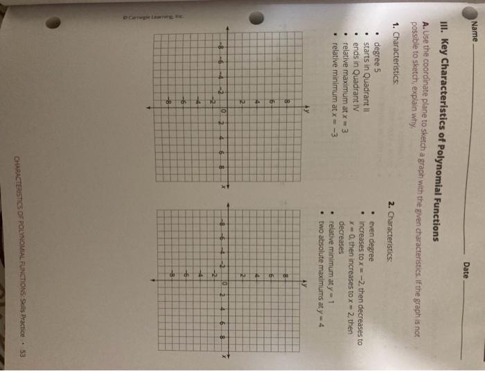 Solved Name Date III. Key Characteristics of Polynomial | Chegg.com