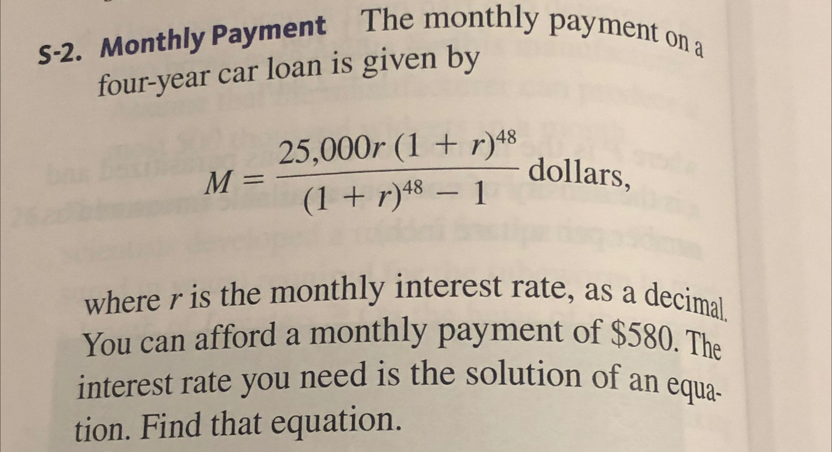 Solved s-2. ﻿Monthly Payment The monthly payment Ona | Chegg.com