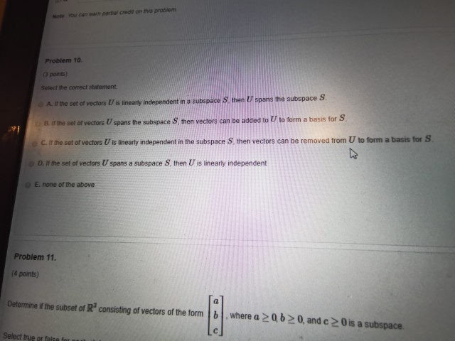 Solved can art credit and prom Problem 10 points) Select the | Chegg.com