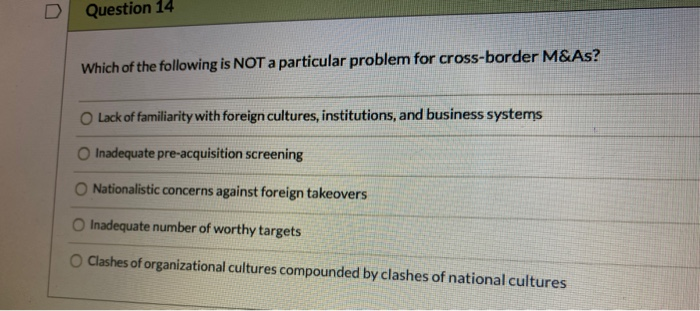Solved D Question 14 Which of the following is NOT a | Chegg.com