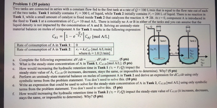 Solved Problem 1 (35 points) Two tanks are connected in | Chegg.com